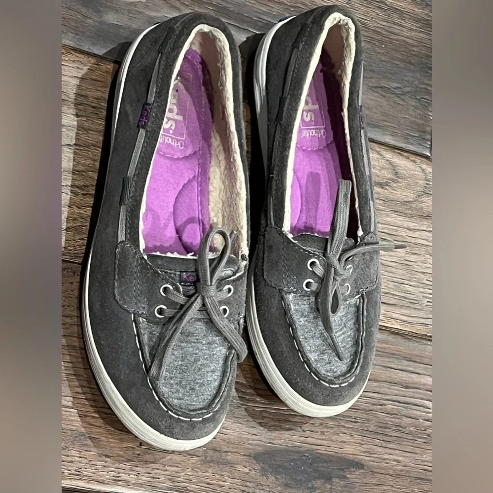 KEDS OrthoLite SLIP ON Boat Shoes FAUX FUR Women 6.5